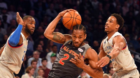 Leonard y DeRozan durante el All Star