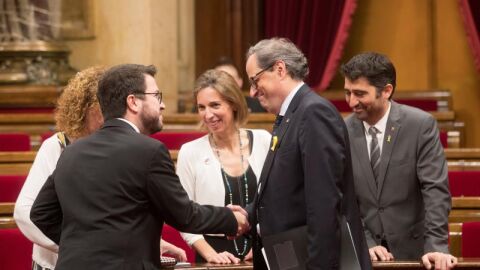 Quim Torra y Pere Aragon&eacute;s en el Parlament