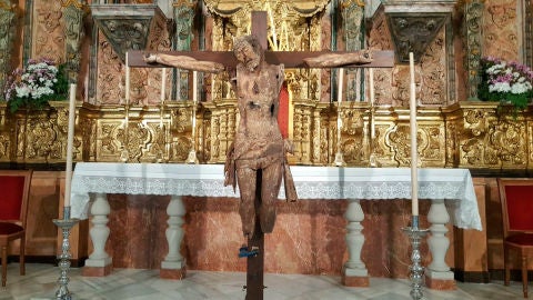 Cristo quemado, emparedado y mutilado que apareci&oacute; en C&aacute;diz