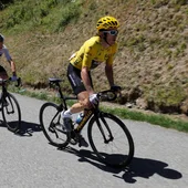 Geraint Thomas, subiendo el Alpe d'Huez Geraint Thomas, subiendo el Alpe d'Huez