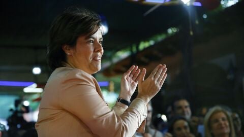 Soraya S&aacute;enz de Santamar&iacute;a durante el acto con el que cierra su campa&ntilde;a