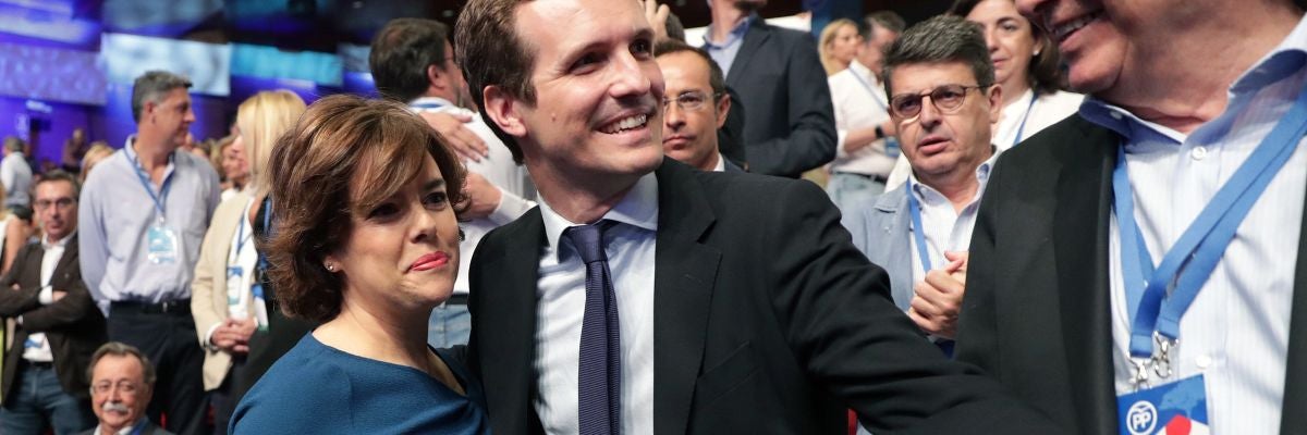 Los candidatos a la Presidencia del PP, Soraya Sáenz de Santamaría y Pablo Casado Los candidatos a la Presidencia del PP, Soraya Sáenz de Santamaría y Pablo Casado