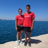 Claudia Berenguer y Alejandro Martínez en el puerto de Petras (Grecia) en la 'Mediterranean Cup'