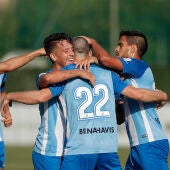 El Málaga celebra un gol