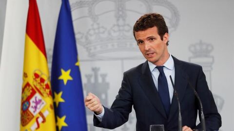 Pablo Casado tras la reuni&oacute;n con Pedro S&aacute;nchez en Moncloa