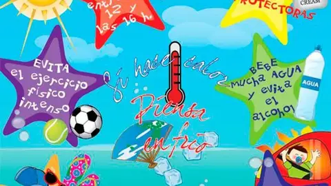 Recomendaciones de Sanidad ante una posible subida de temperaturas Cartel remitido por la consejería de Sanidad