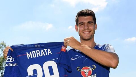 &Aacute;lvaro Morata con su nuevo dorsal