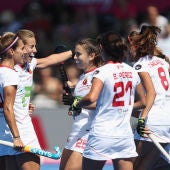 Las jugadoras españolas celebran un gol ante Australia