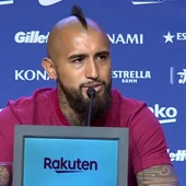 Arturo Vidal, en la rueda de prensa de su presentación con el Barcelona Arturo Vidal, en la rueda de prensa de su presentación con el Barcelona