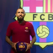 Arturo Vidal, en la presentación con el Barcelona Arturo Vidal, en la presentación con el Barcelona