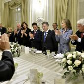 Juan Manuel Santos y su mujer durante una cena con Jefes de Estado y de Gobierno