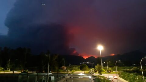 Fotograf&iacute;a del incendio en Valencia desde Gand&iacute;a