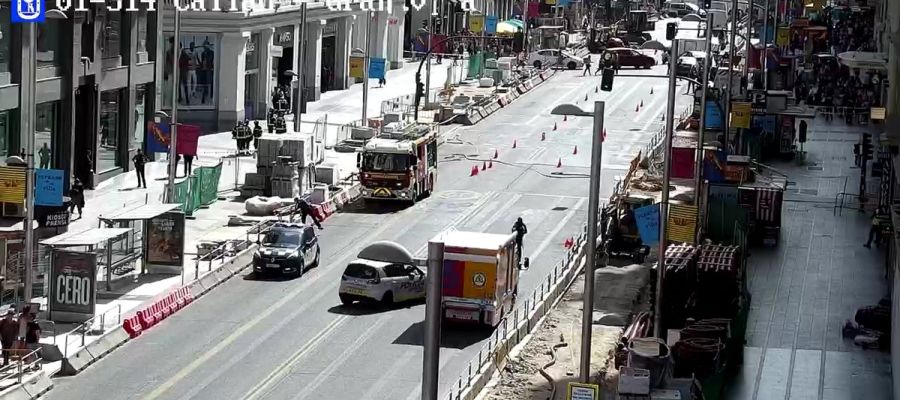 La Gran Vía, cortada por un escape de gas La Gran Vía, cortada por un escape de gas