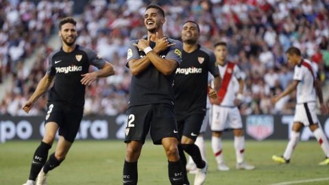 Andr&eacute; Silva celebra uno de sus goles contra el Rayo Vallecano
