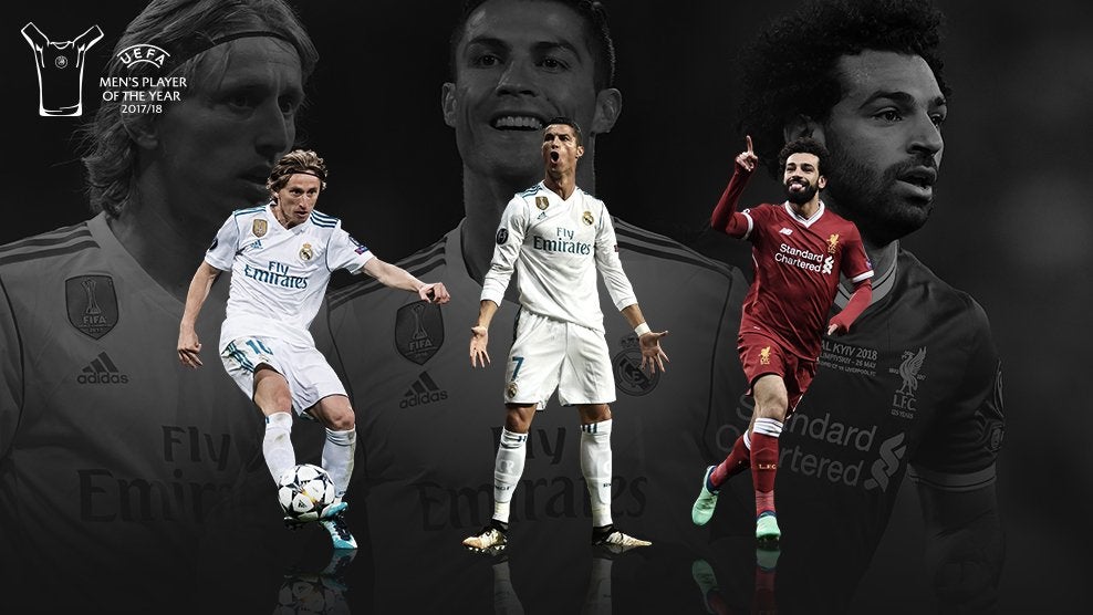 Cristiano, Salah y Modric, candidatos al Jugador del Año de la UEFA Cristiano, Salah y Modric, candidatos al Jugador del Año de la UEFA