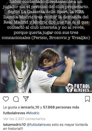 Modric desmiente en redes sociales haber querido contactar con el Inter Modric desmiente en redes sociales haber querido contactar con el Inter
