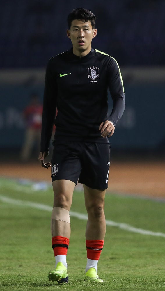 Heung Min Son en un partido con Corea del Sur