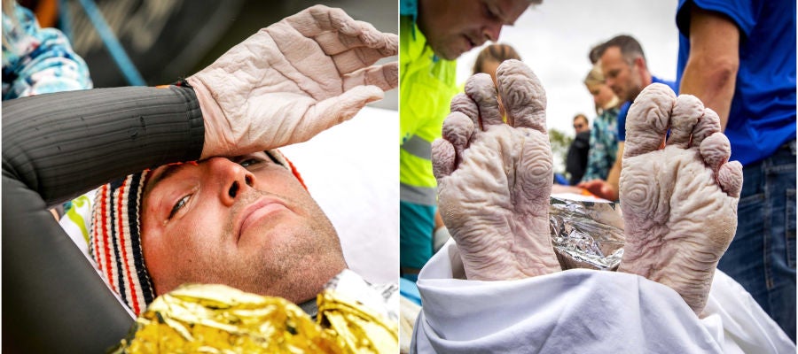 Marteen Van der Weijden tras completar 163 km en aguas vivas Marteen Van der Weijden tras completar 163 km en aguas vivas