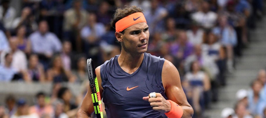 Rafa Nadal celebra un punto contra Thiem Rafa Nadal celebra un punto contra Thiem