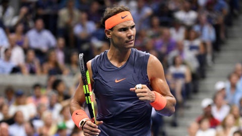 Rafa Nadal celebra un punto contra Thiem