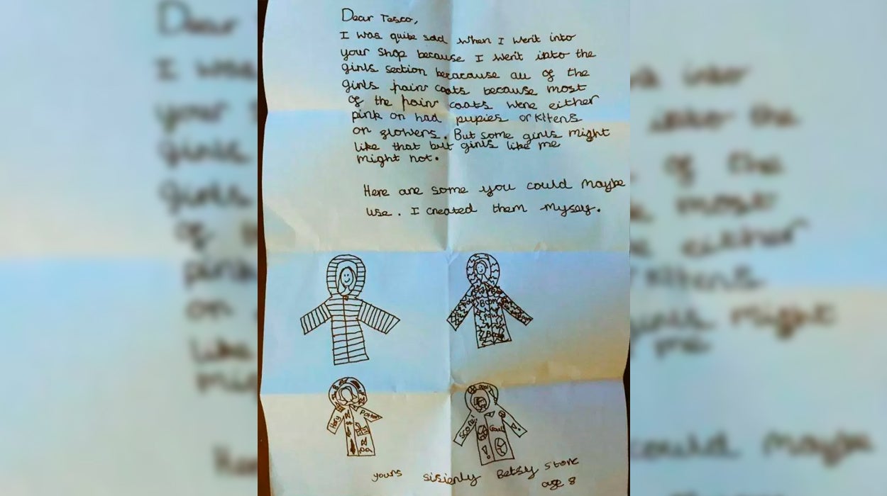 Una niña británica escribe a unos supermercados para protestar contra los chubasqueros rosas Una niña británica escribe a unos supermercados para protestar contra los chubasqueros rosas