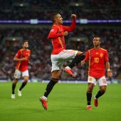 Rodrigo celebra su gol con la selección española