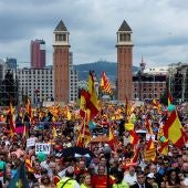 Manifestación por la unidad de España en Plaza de España en Barcelona