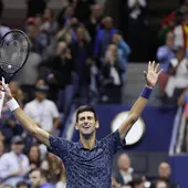 Djokovic celebra su victoria en el US Open Djokovic celebra su victoria en el US Open
