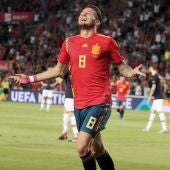 Saúl celebra su gol contra Croacia