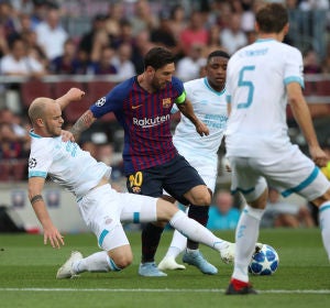 Leo Messi, en acción ante el PSV Leo Messi, en acción ante el PSV