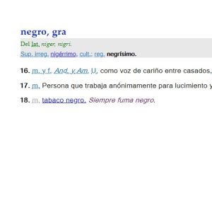 Significado del término "negro" de la RAE Significado del término "negro" de la RAE