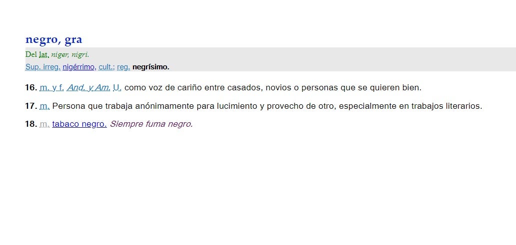 La RAE estudia modificar el significado del término "negro" en el diccionario La RAE estudia modificar el significado del término "negro" en el diccionario