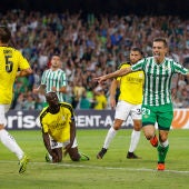 Lo Celso celebra su gol con el Betis en el Villamarín