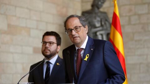 Quim Torra y Pere Aragon&egrave;s en rueda de prensa