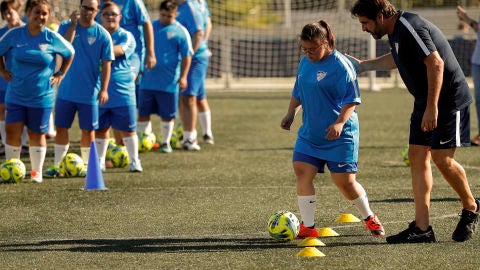 El M&aacute;laga CF EDI, en su primer entrenamiento