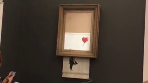 El cuadro de Banksy autodestruy&eacute;ndose