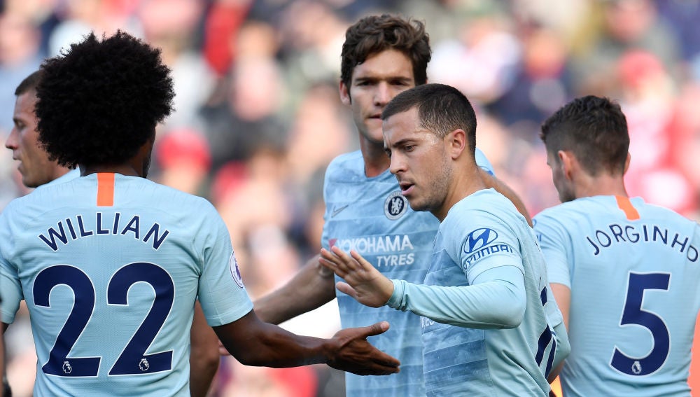 Hazard celebra su gol ante el Southampton
