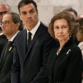 La Reina Sofía, Pedro Sánchez, Quim Torra, Pablo Casado y Teresa Cunillera en el funeral de Montserrat Caballé