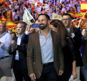 El presidente de Vox, Santiago Abascal, durante el acto que la formación El presidente de Vox, Santiago Abascal, durante el acto que la formación