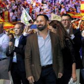 El presidente de Vox, Santiago Abascal, durante un acto político
