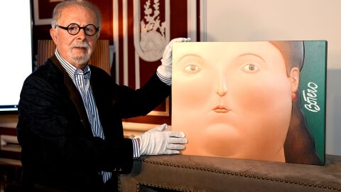 Fernando Botero en la presentaci&oacute;n de su nueva obra