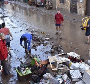 Aspecto de una de las calles de Sant Llorenç tras las inundaciones en Mallorca Aspecto de una de las calles de Sant Llorenç tras las inundaciones en Mallorca