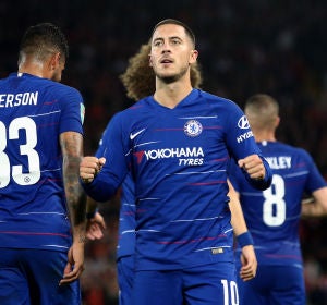 Hazard celebra un gol con el Chelsea Hazard celebra un gol con el Chelsea