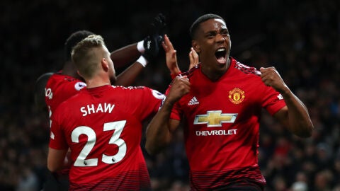 Martial celebra su gol contra el Newcastle
