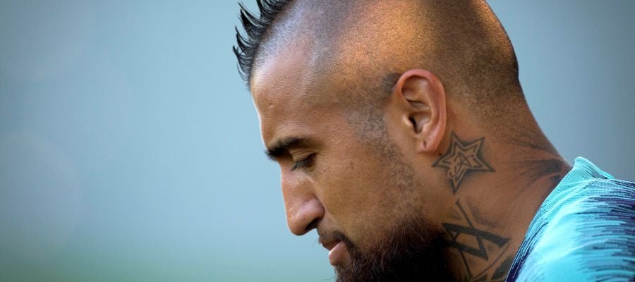 Arturo Vidal en un entrenamiento del Barça Arturo Vidal en un entrenamiento del Barça