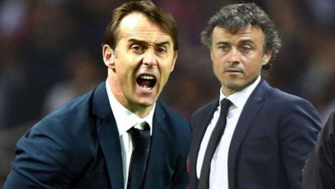 Julen Lopetegui con Luis Enrique. 