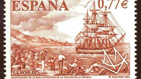Sello de la expedici&oacute;n de la vacuna de la viruela