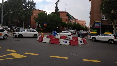 Rotonda Marqués de Alonso Martínez obras de asfaltado en Alcalá de Henares
