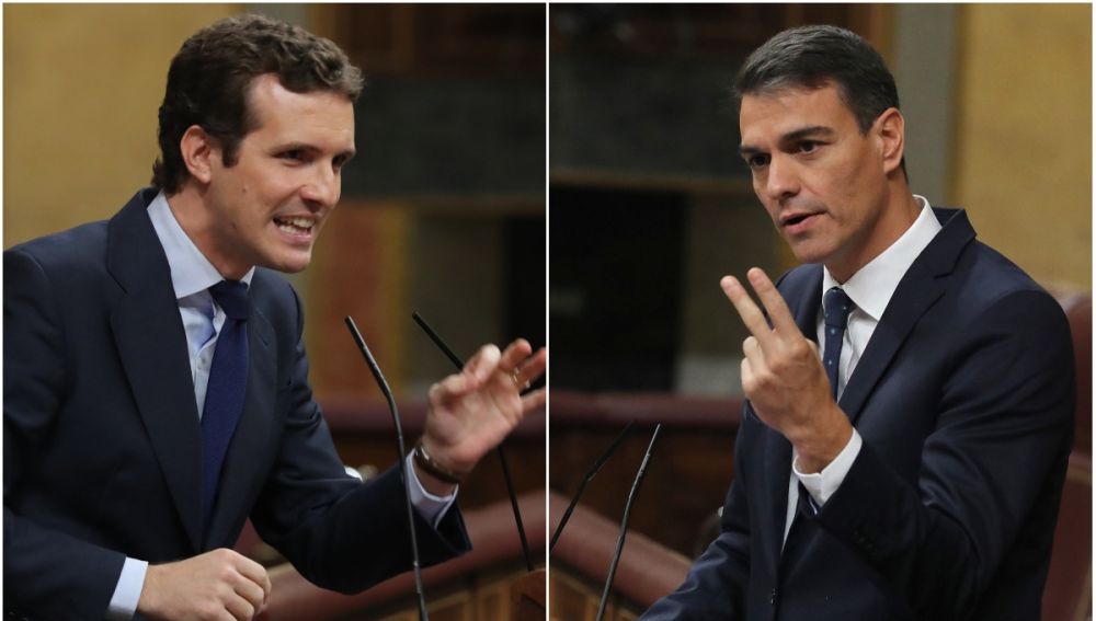 En la imagen, Pablo Casado, líder del PP, y Pedro Sánchez, presidente del Gobierno