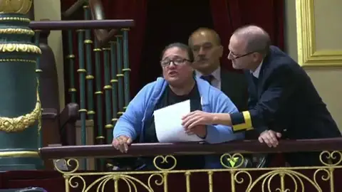Desalojan del Congreso a una enferma de polio que protestó en la tribuna y la ministra de Sanidad acude a escucharla Desalojan del Congreso a una enferma de polio que protestó en la tribuna y la ministra de Sanidad acude a escucharla